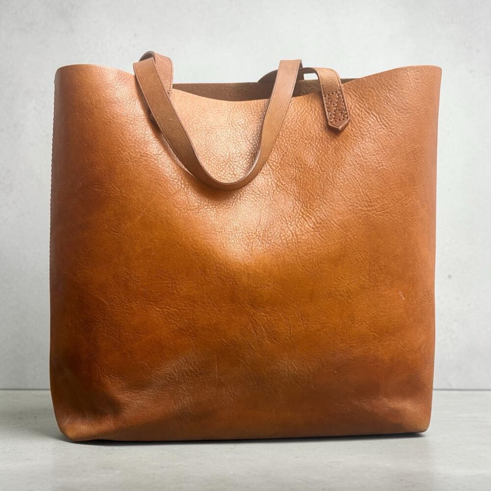 Madewell Transport Tote Bag English Saddle Brown Leather Large Work Tote